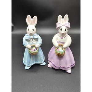 Fitz & Floyd Be Bop‎ Bunnies Salt And Pepper Shakers Easter Bunny Rabbits Easter